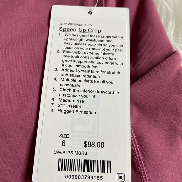 Lululemon Speed Up Crop 21” Moss Rose - Picture 4 of 4